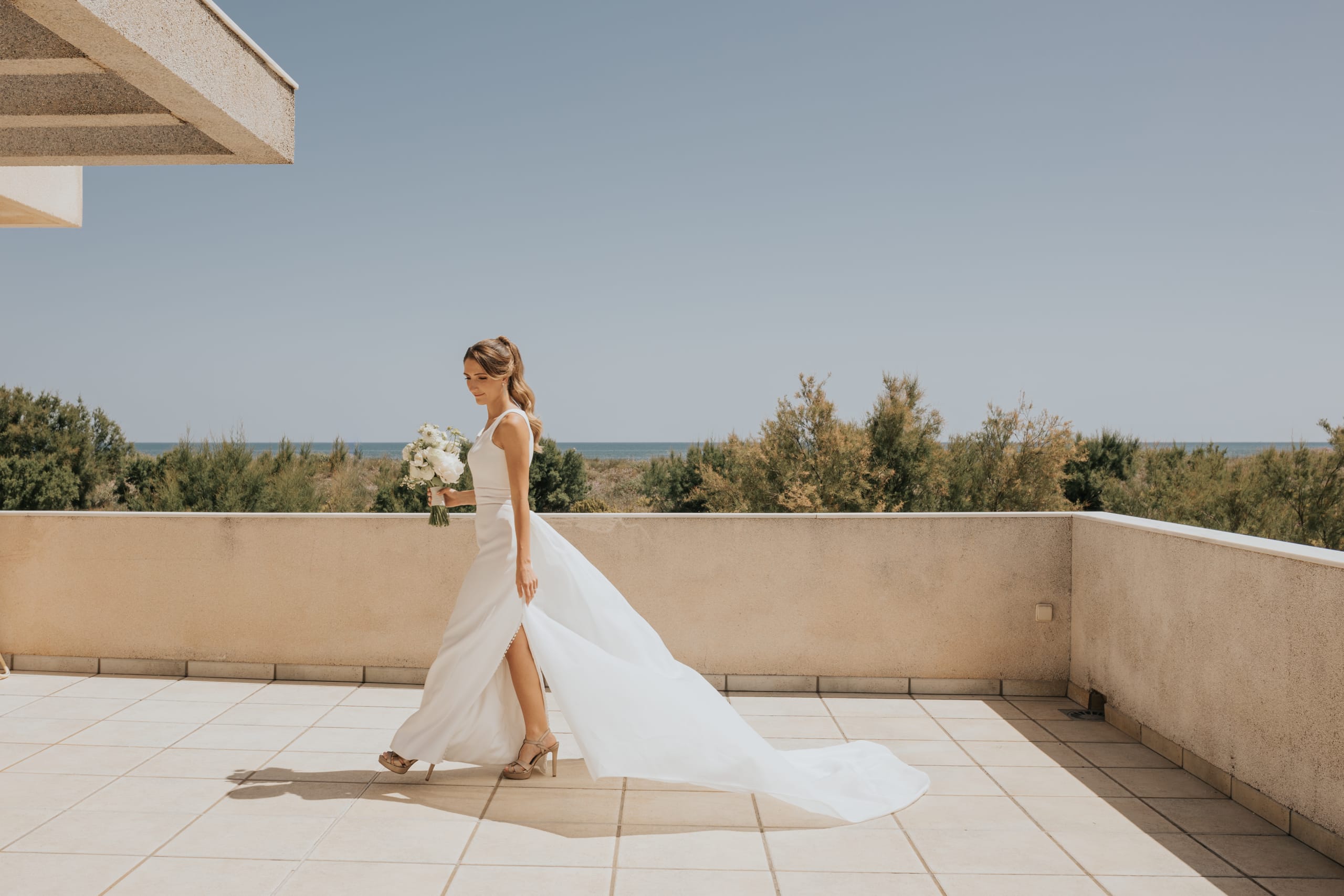 vestido de novia cola organza de seda valencia
